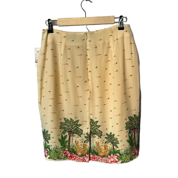 Silk club island print cheetah 100% silk beaded skirt size 8 NWT - Picture 2 of 6